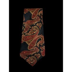 DAKS Simpson Handmade Vintage 100% Silk Tie Made In Spain Black Paisley